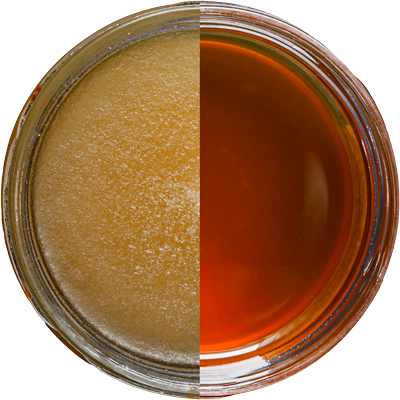 Vergleich flüssiger zu kristallisiertem Honig